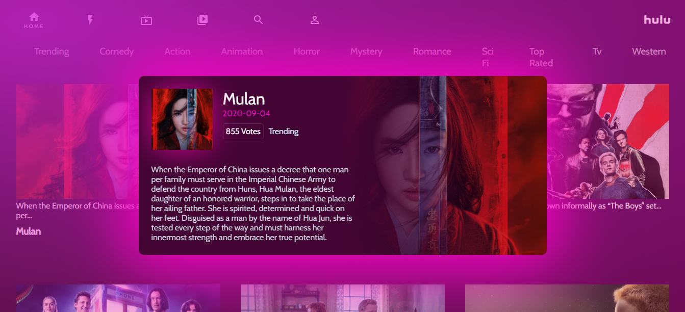 Movie Database Clone(Hulu)